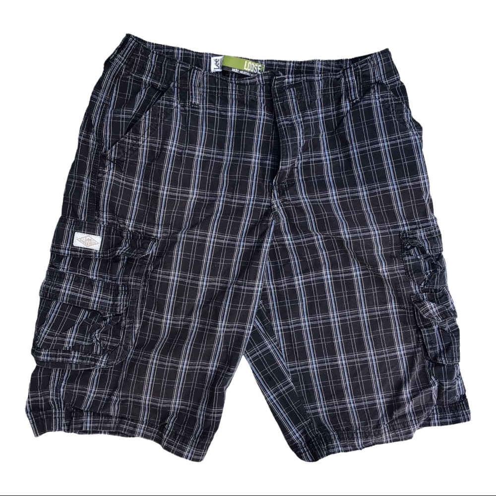 Lee Boy’s Loose Sure2Fit Adjustable Waistband Shorts, Size 18R, Black Plaid